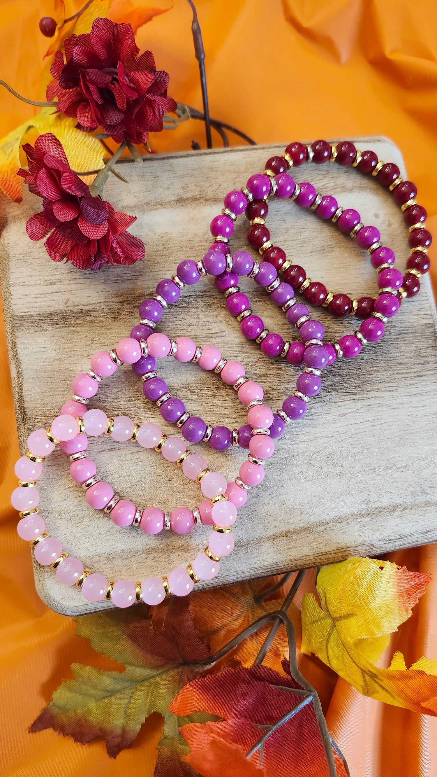 8mm Glass Beaded Bracelets