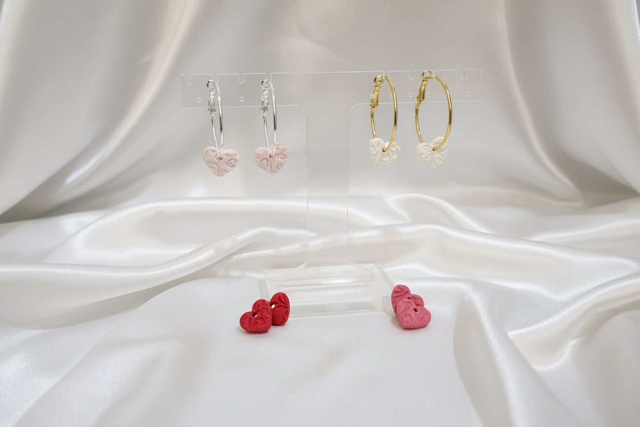 Thick Floral Heart Charms (Hoops Sold Separately)