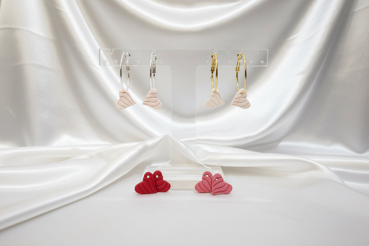 Wavy Heart Charms (Hoops Sold Separately)