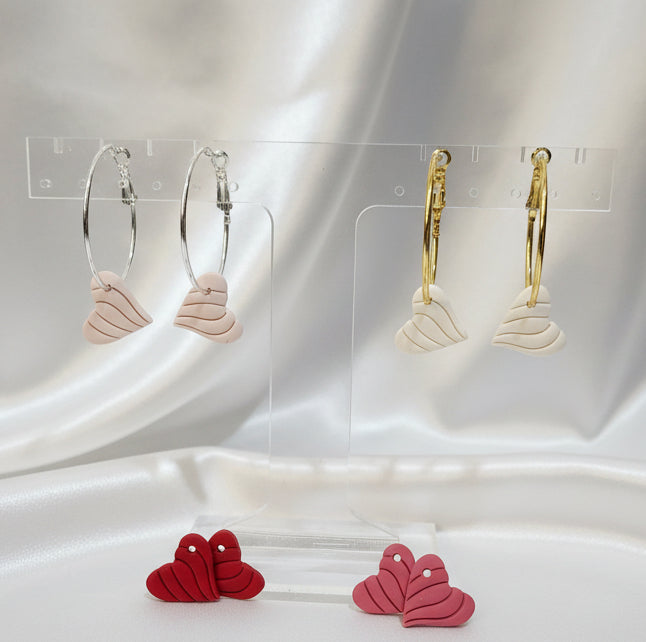 Wavy Heart Charms (Hoops Sold Separately)