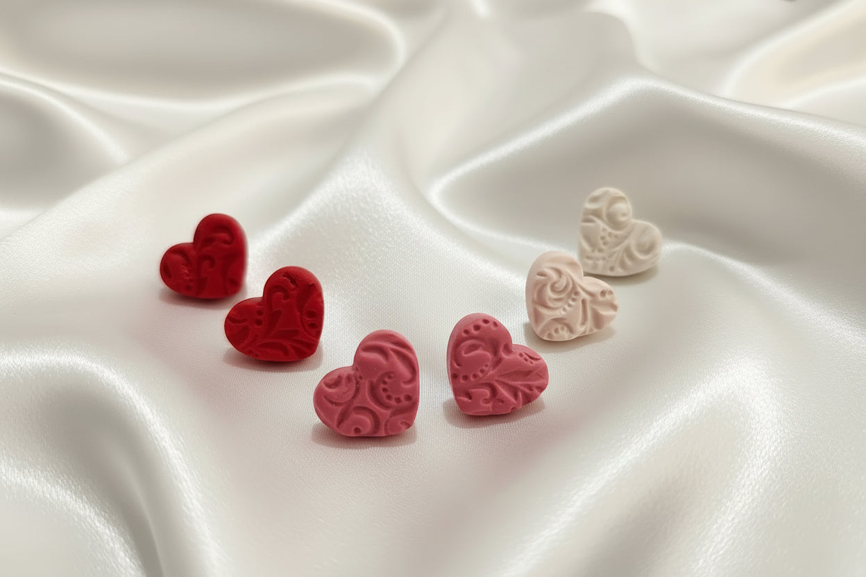 Thick Floral Heart Studs