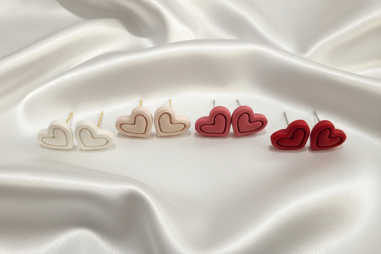 Outlined Heart Studs