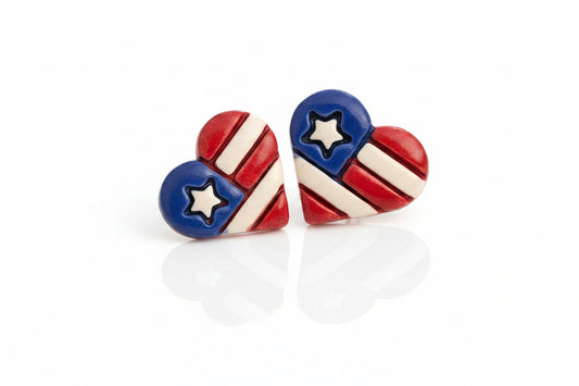 Patriotic Heart Studs